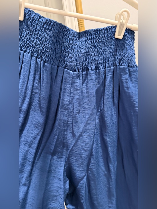 La La Muse Pants - Wide Leg Smocked Waist Pants in Blue